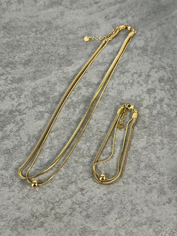 Schmuckset Halskette und Armband Gold