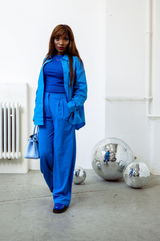 Wide blue trousers