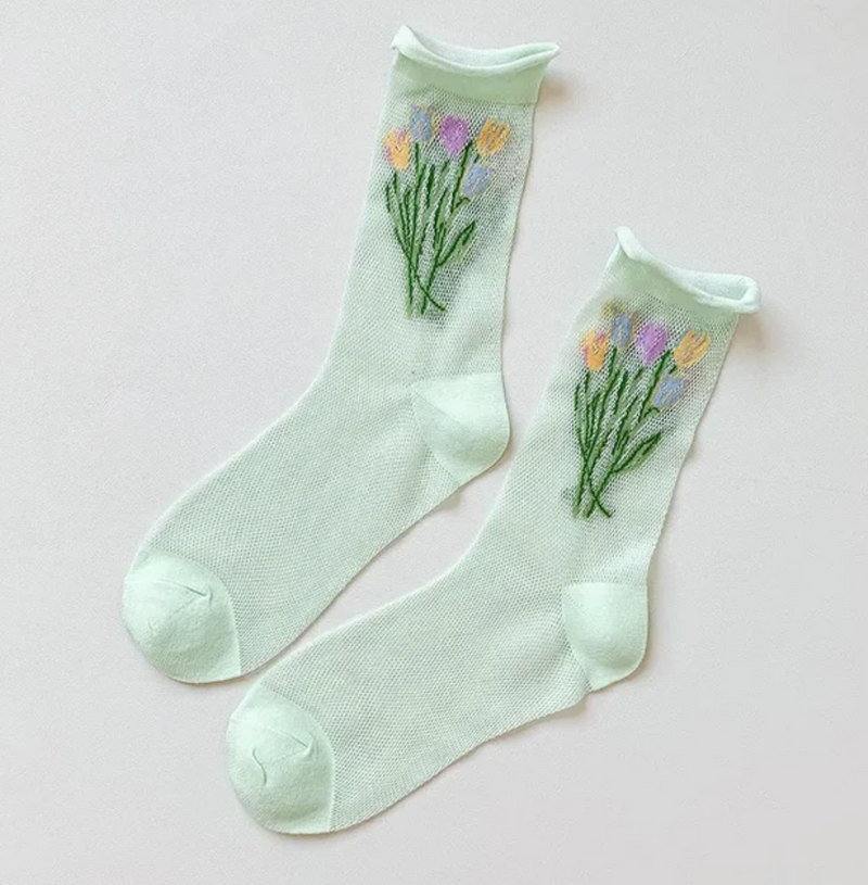 Socken Blumenstrauss Mint