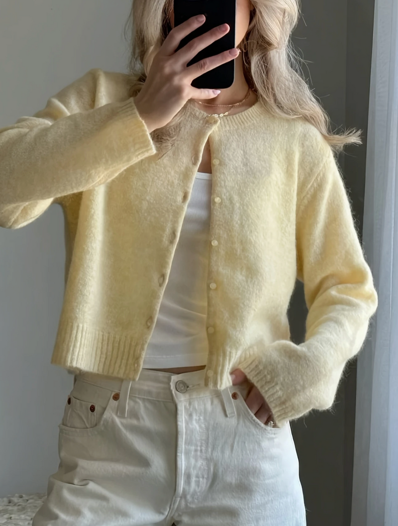 Strickjacke Vanille Gelb