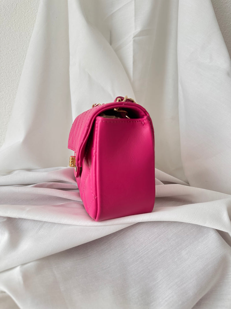 Handtasche gesteppt midi, Fuchsia