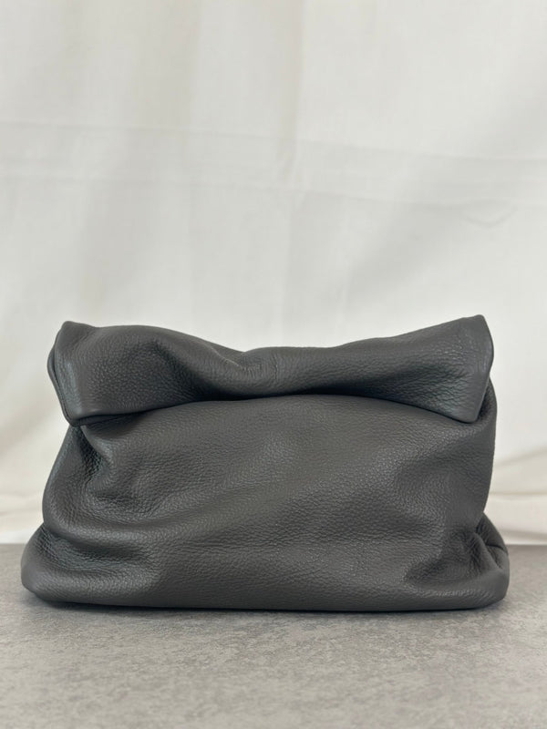 Leder Clutch Grau