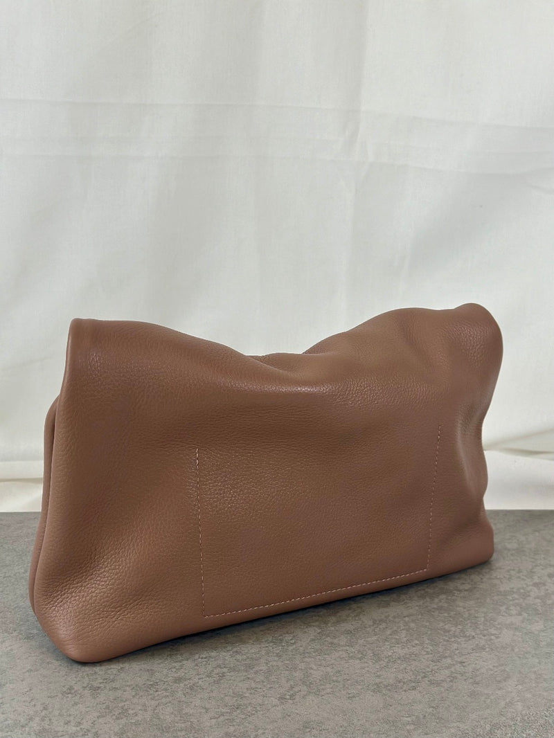 Leder Clutch Beige