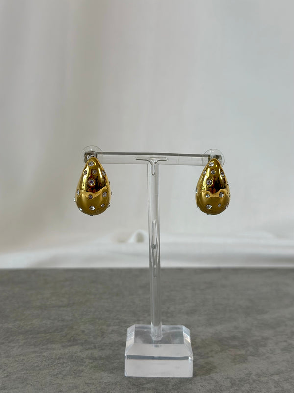 Ohrringe Drop Gold mit Zirkoniasteinchen