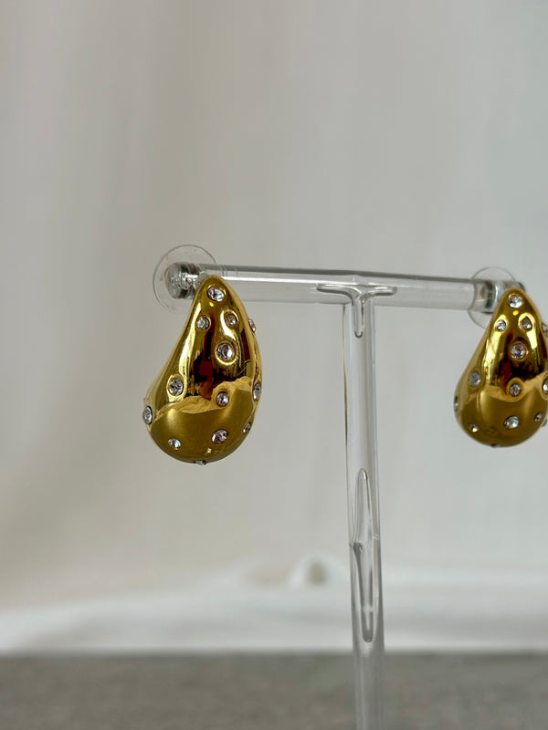 Ohrringe Drop Gold mit Zirkoniasteinchen