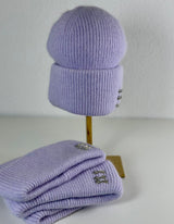 Beanie hat with angora wool mustard yellow