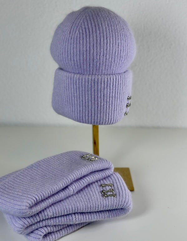 Beanie hat with angora wool mustard yellow