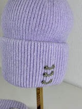 Beanie hat with angora wool mustard yellow