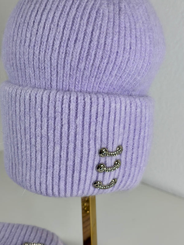 Beanie hat with angora wool mustard yellow