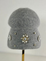Beanie hat with angora wool mustard yellow