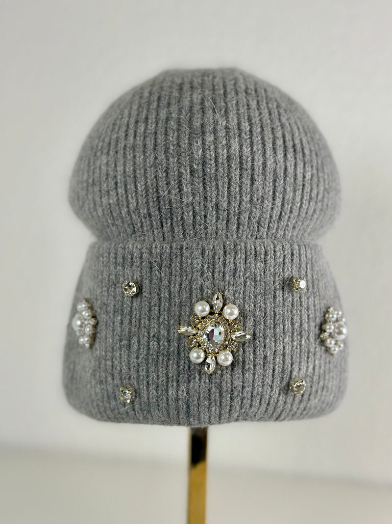 Beanie hat with angora wool mustard yellow
