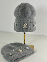 Beanie hat with angora wool mustard yellow