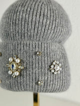 Beanie hat with angora wool mustard yellow