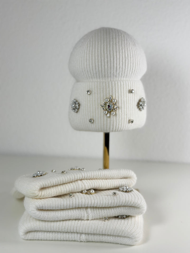 Beanie hat with angora wool mustard yellow