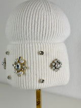 Beanie hat with angora wool mustard yellow