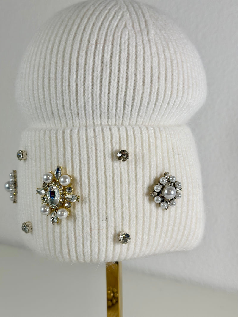Beanie hat with angora wool mustard yellow