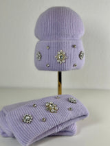Beanie hat with angora wool mustard yellow