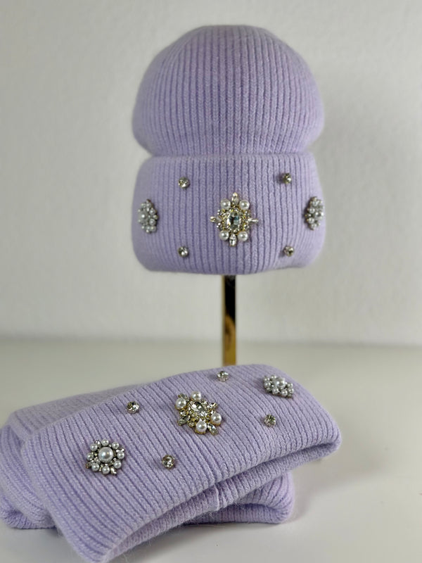 Beanie hat with angora wool mustard yellow