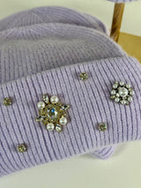 Beanie hat with angora wool mustard yellow