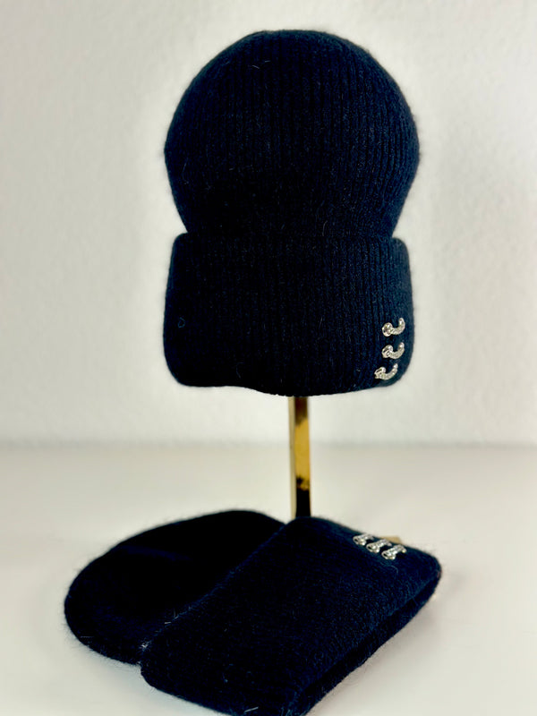 Beanie hat with angora wool mustard yellow