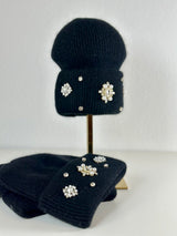 Beanie hat with angora wool mustard yellow