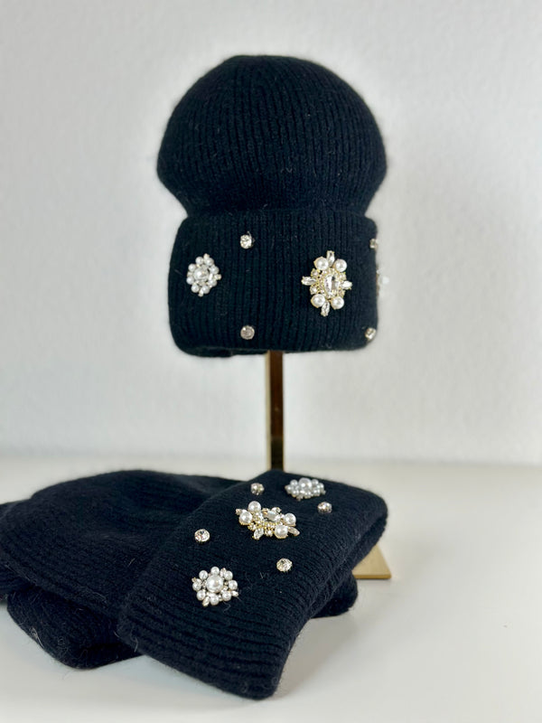Beanie hat with angora wool mustard yellow