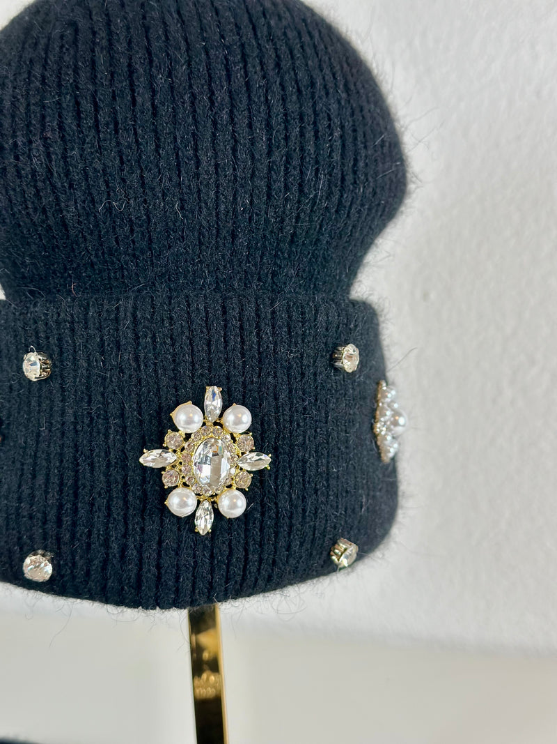 Beanie hat with angora wool mustard yellow