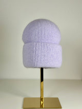 Beanie hat with angora wool beige