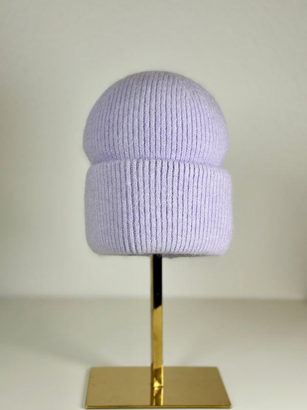 Beanie hat with angora wool beige