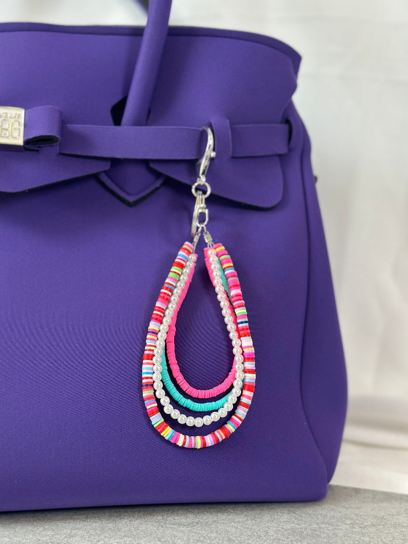 Taschenanhänger Pink und Perlen