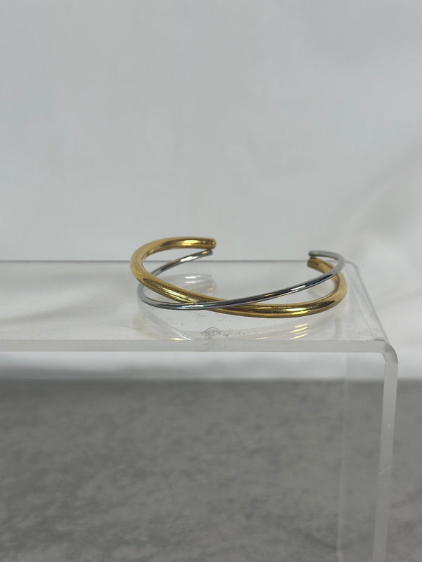 Armreif Gold & Silber überkreuzt