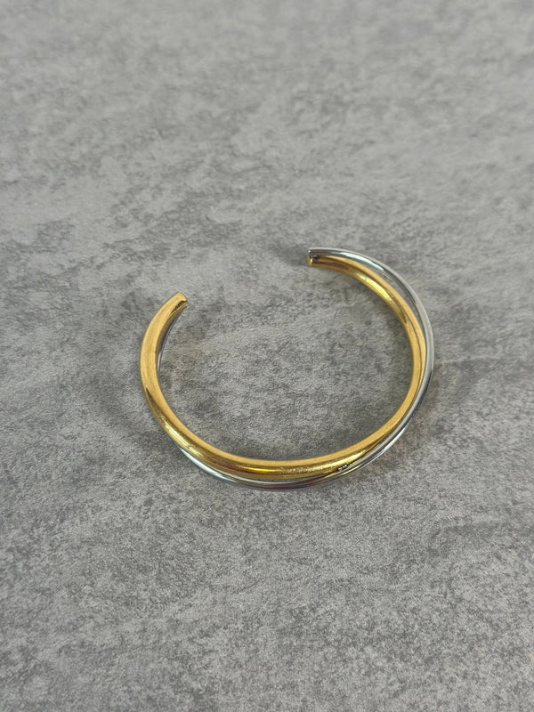 Armreif Gold & Silber überkreuzt