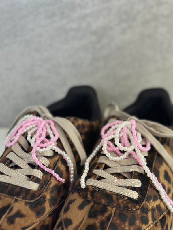 Schuh Accessoires Maschen rosa weiss