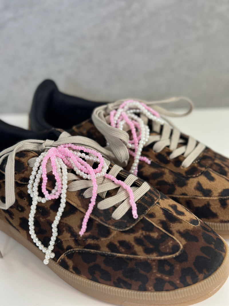 Schuh Accessoires Maschen rosa weiss