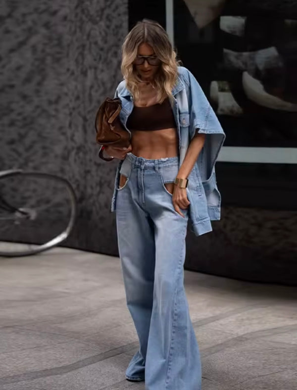 Denim Zweiteiler Weste und Hose