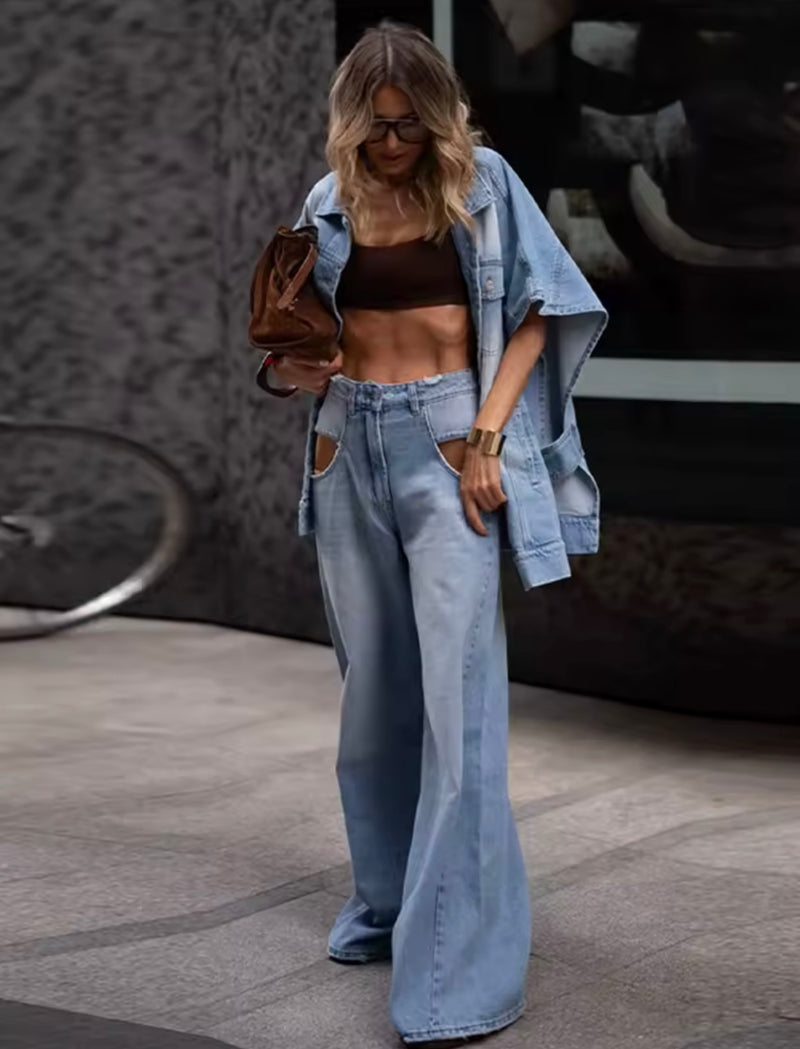 Denim Zweiteiler Weste und Hose