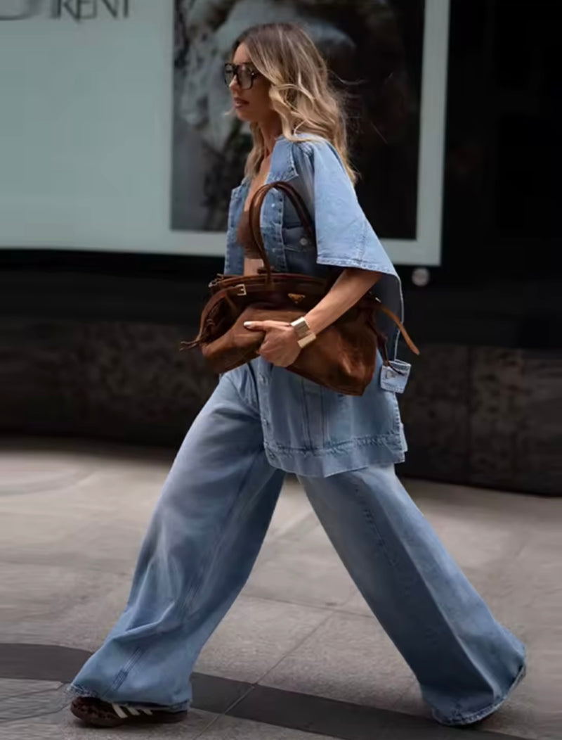 Denim Zweiteiler Weste und Hose