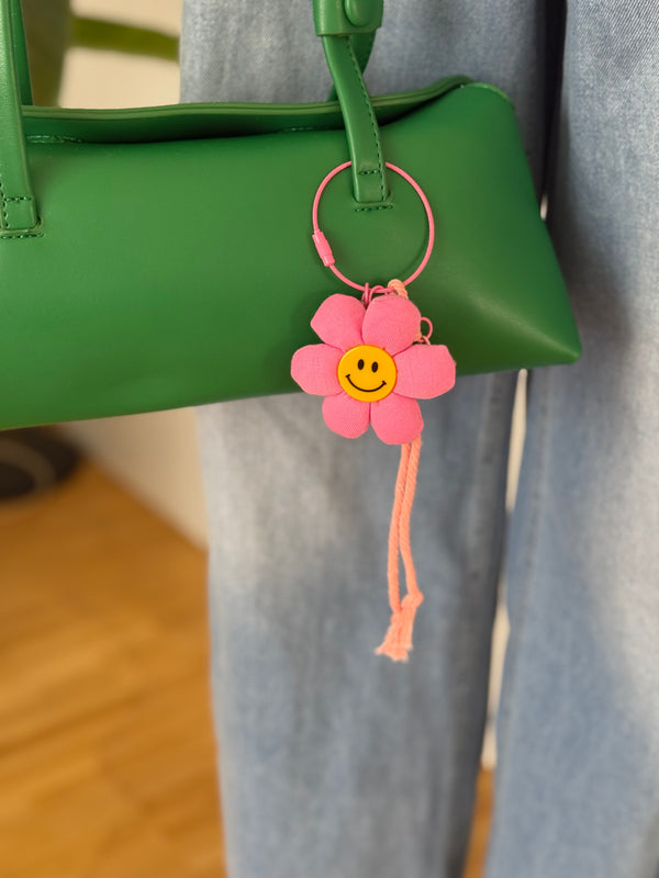 Taschenanhänger rosa Blume