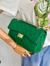 Leather handbag quilted pink