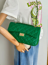 Leather handbag quilted pink