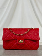 Leather bag quilted red