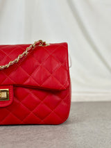 Leather bag quilted red