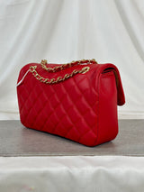 Leather bag quilted red