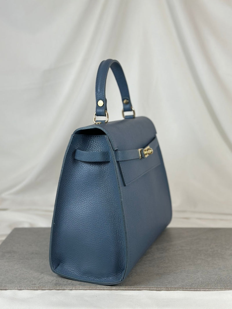 Ice blue leather handbag