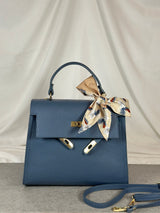Ice blue leather handbag