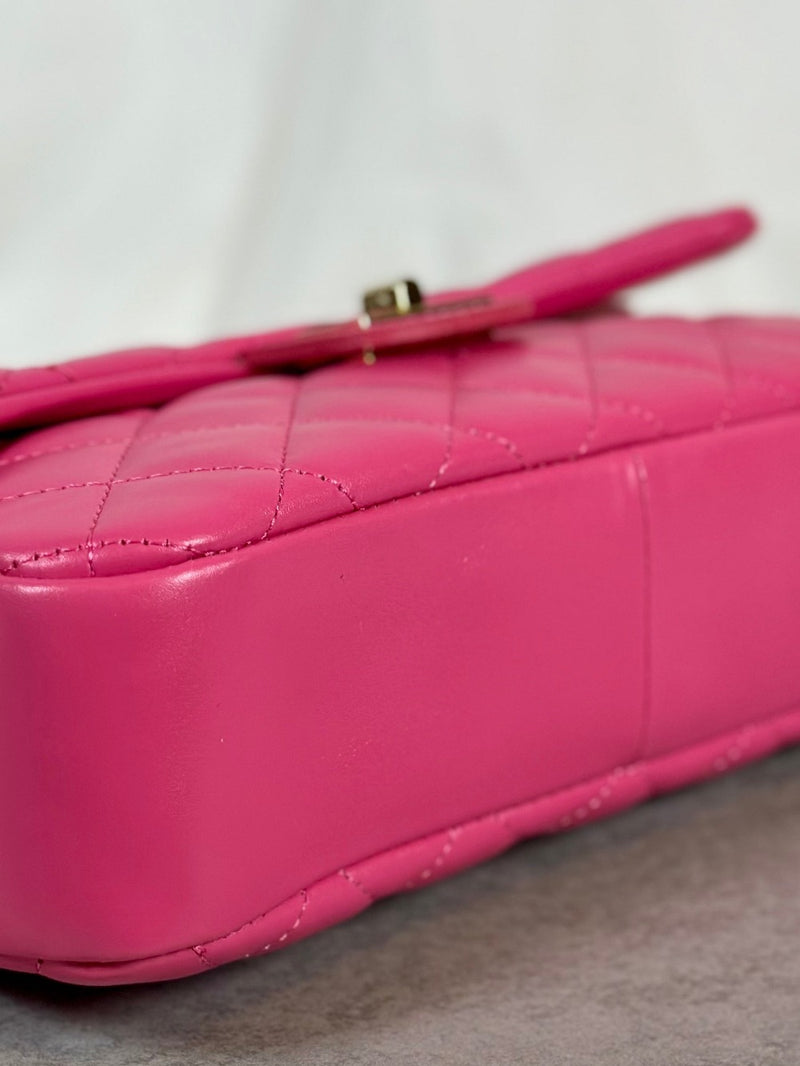 Leather handbag quilted pink