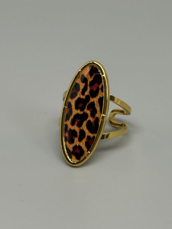 Ovaler Leoprint Fingerring – Statement-Schmuck mit Stil