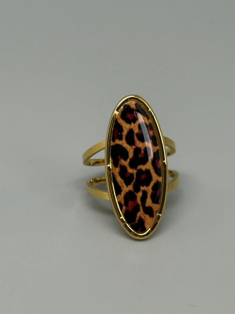 Ovaler Leoprint Fingerring – Statement-Schmuck mit Stil