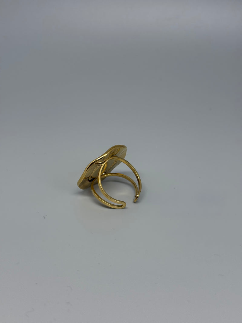 Runder Leoprint-Ring mit goldenem Rahmen – stilvoller Statement-Schmuck