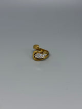 Verstellbarer Ring mit grossem Glitzerstein – elegante Form mit geschwungenen Details
